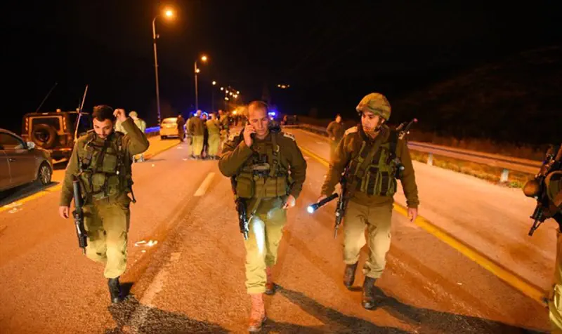 IDF troops at the scene of the attack