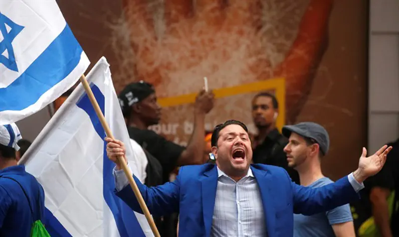 Pro Israel protestor at Times Square rally