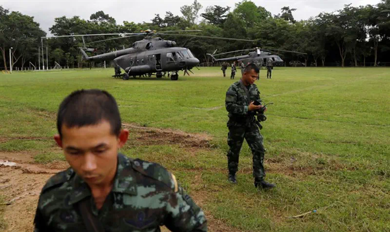 Air Force unit works near Tham Luang cave complex in Chiang Rai