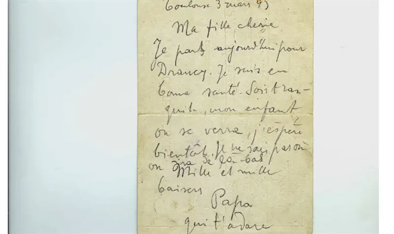 Leon Weissberg letter to his young daughter                                                                                       