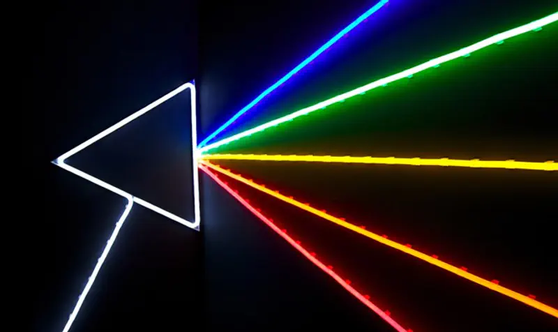 Neon triangle prism reflection multi color laser light