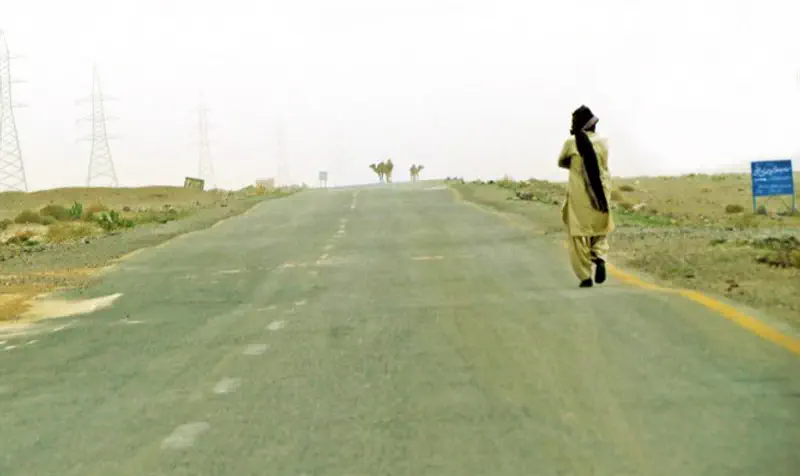 Road through desert in Pakistani Baluchistan