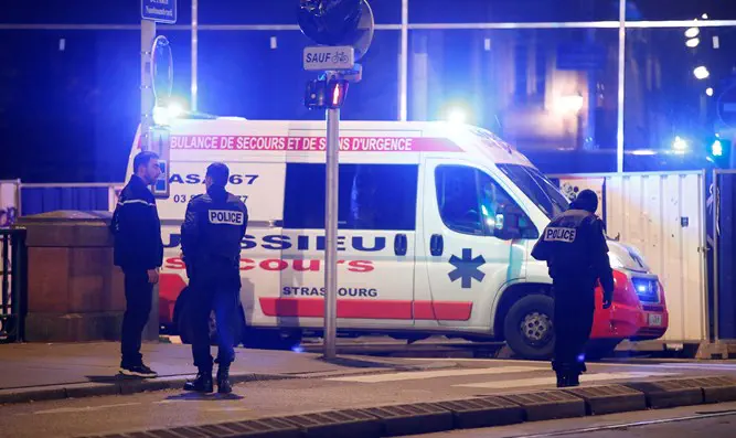 Police secure a street and the surrounding area after a shooting in Strasbourg