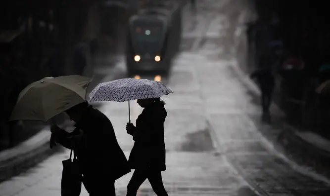 Rain on Jerusalem's Jaffa Street
