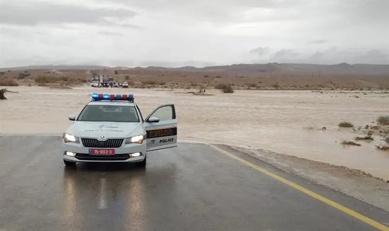 Flooded Negev road, this morning
