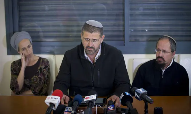 תושבי עמונה במסיבת עיתונאים בשבוע שעבר