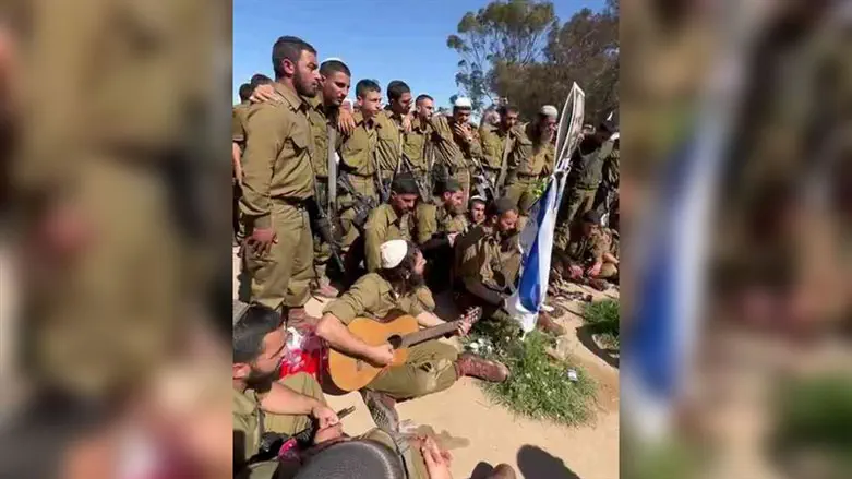 Watch: Haredi soldiers sing at site of massacre