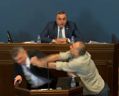 Спорный закон вызвал драку в парламенте Грузии. Видео