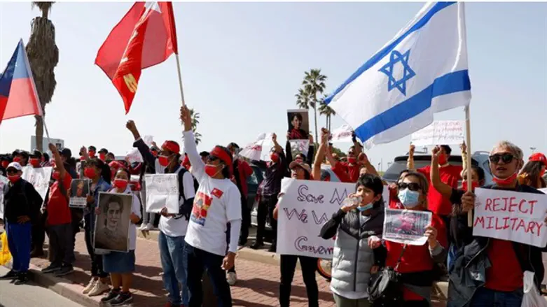 A group of Myanmar activists residing in Israel