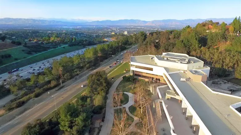 An aerial view of American Jewish University's Sunny & Isadore Familian Campus