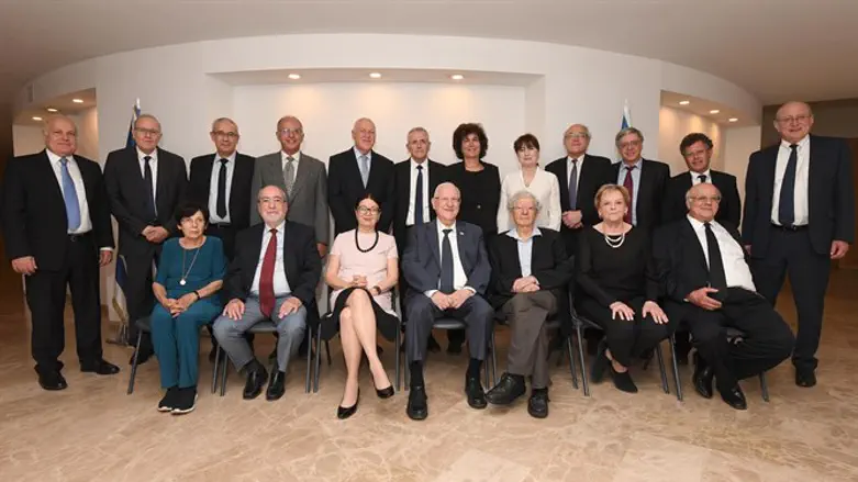 Supreme Court justices past and present with President Rivlin