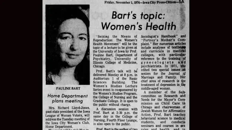 Pauline Bart frequently lectured about issues related to women's health.