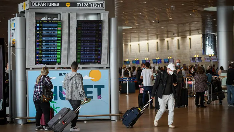 Travelers at Ben Gurion International Airport
