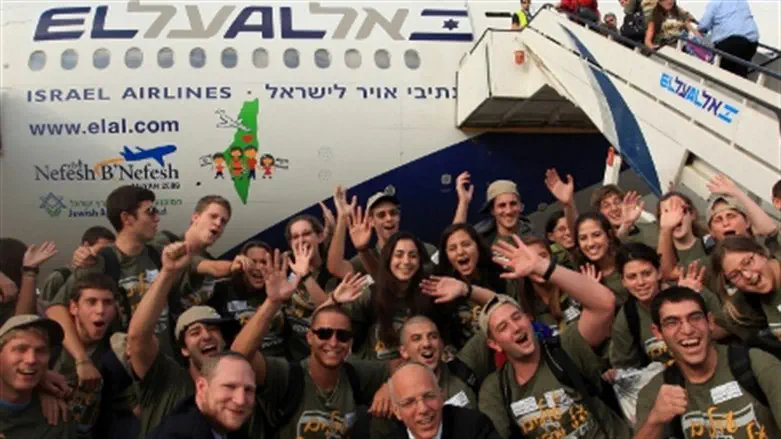 Aliyah flight of happy new immigrants