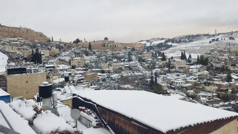 Снег в городе Давида в Иерусалиме