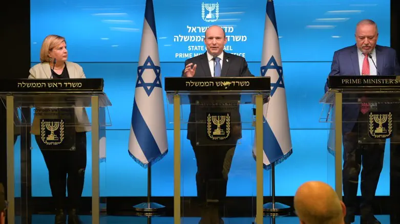 PM Naftali Bennett with Avigdor Liberman & Orna Barbivay