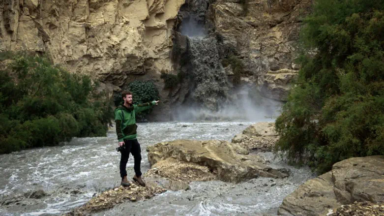 Water running in Nahal Og in the Judean desert, January 16, 2022