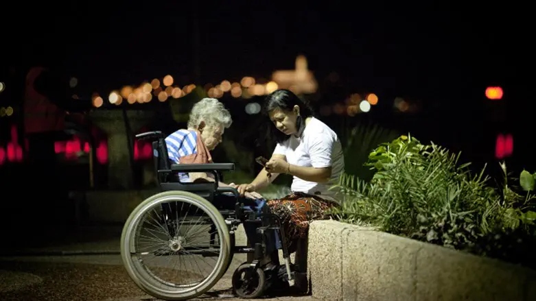 Elderly women with caretaker in Tel Aviv