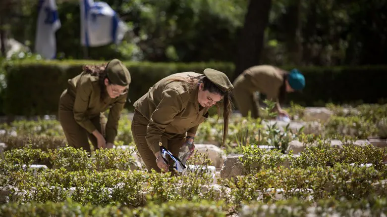 Israeli flags for soldier's graves for Memorial Day