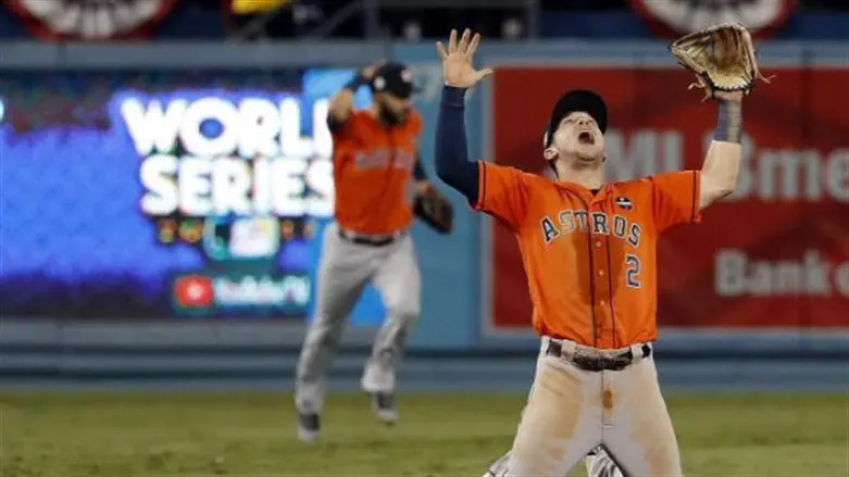 Houston’s Alex Bregman celebrates the World Series win