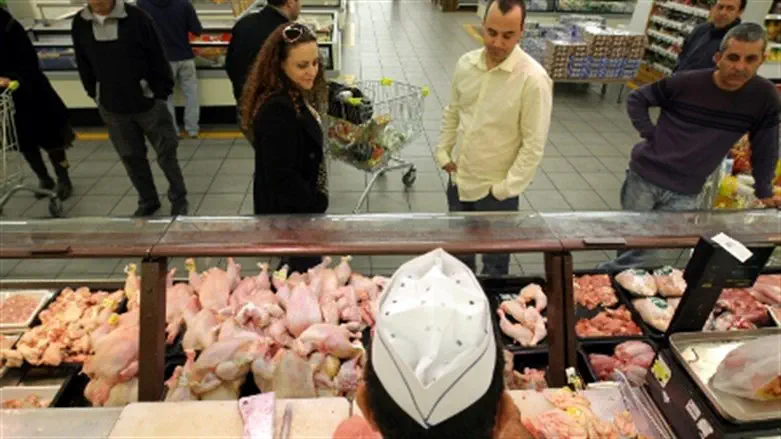 Chickens on sale at Jerusalem supermarket