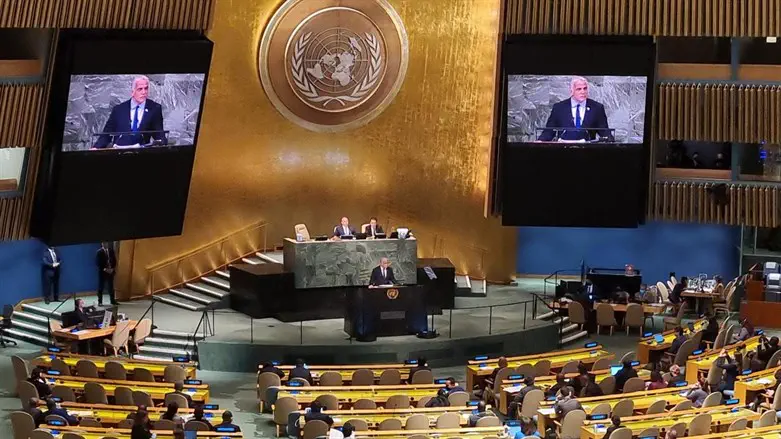 Israeli PM Yair Lapid addressing the UNGA last month