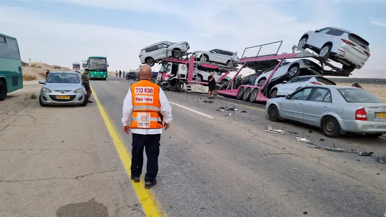 זירת התאונה בכביש הערבה