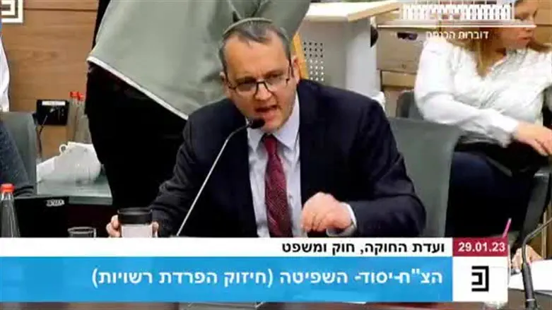 MK Kariv during Knesset debate