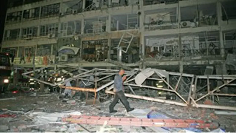 הבניין הפגוע בפיצוץ בלון הגז בנתניה