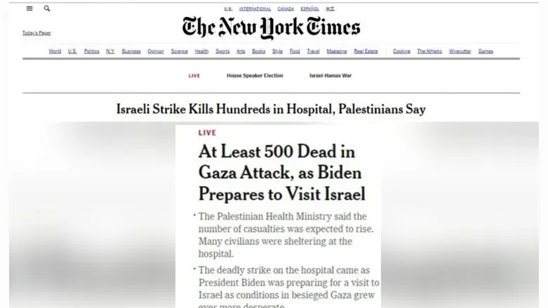 The headline pushing the Hamas account