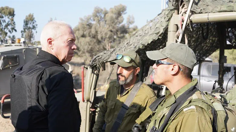 Gallant with soldiers near Gaza