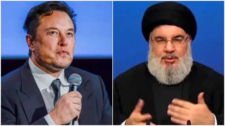 Hassan Nasrallah (right) and Elon Musk (left)