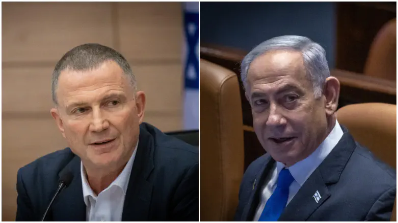 Yuli Edelstein (L) and PM Netanyahu (R)