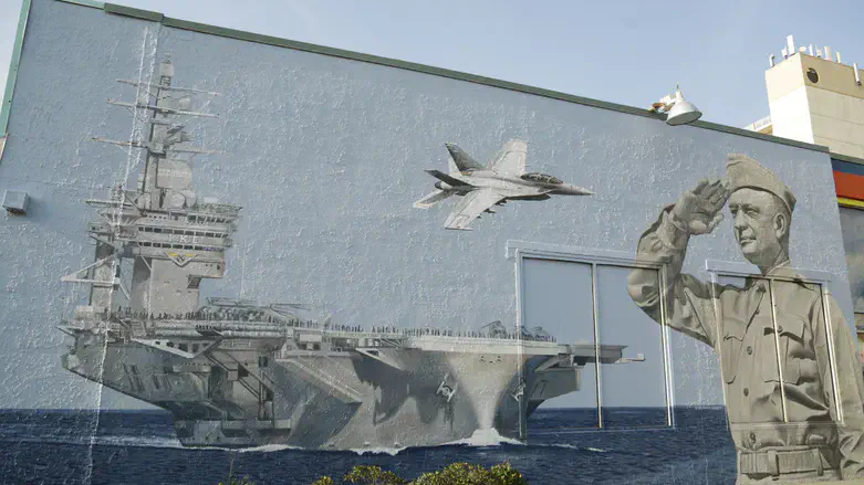 The commemorative mural symbolizing the enduring US-Israel alliance, unveiled yesterday