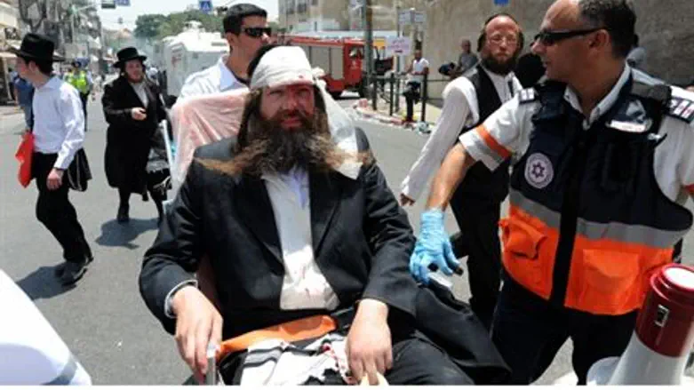 Injured Jew at protest
