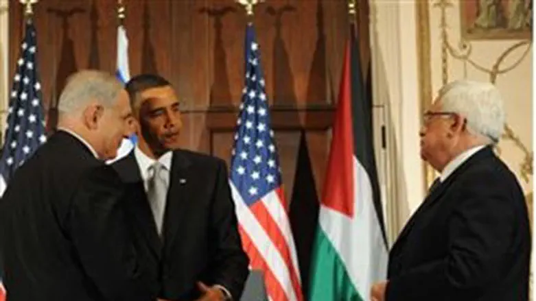 Abbas with Obama, Netanyahu
