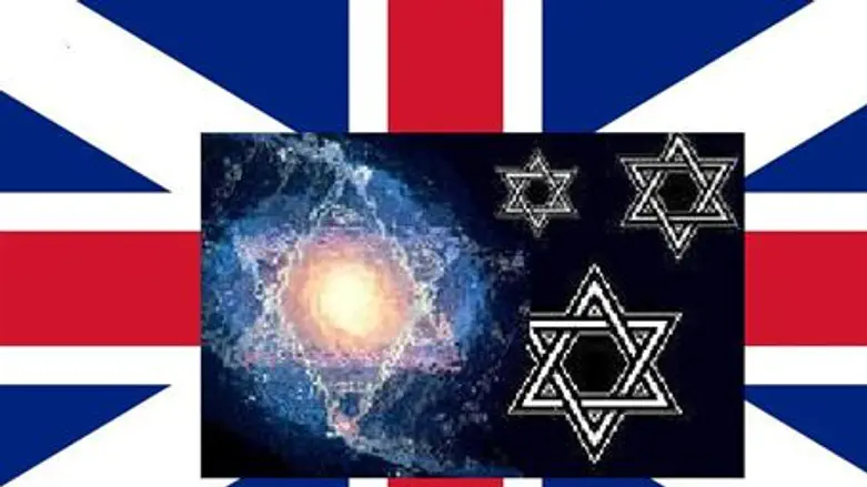 Flag of Britain and anti-Semitic poster
