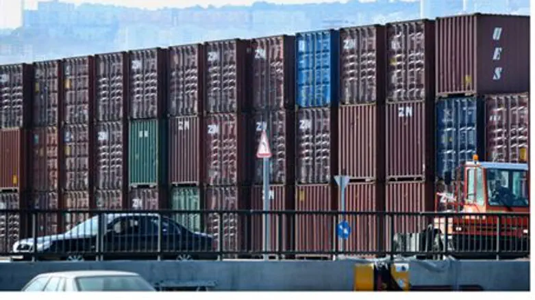 Shipping containers waiting at Haifa port