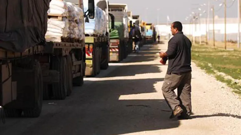 Trucks crossing into Gaza.