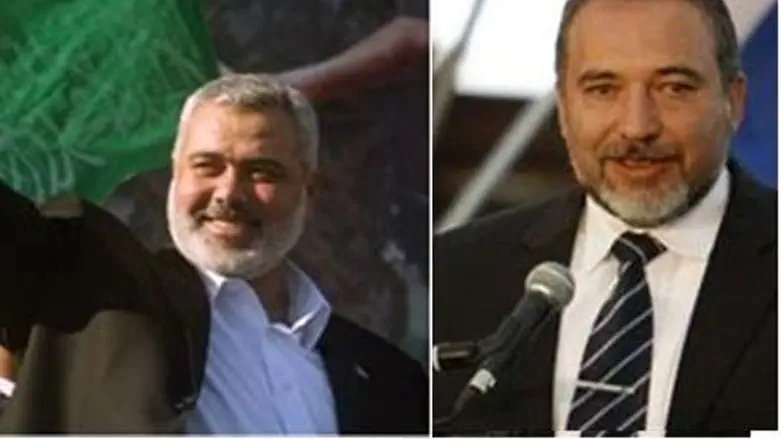 Lieberman (right) and Hamas leader Haniyeh
