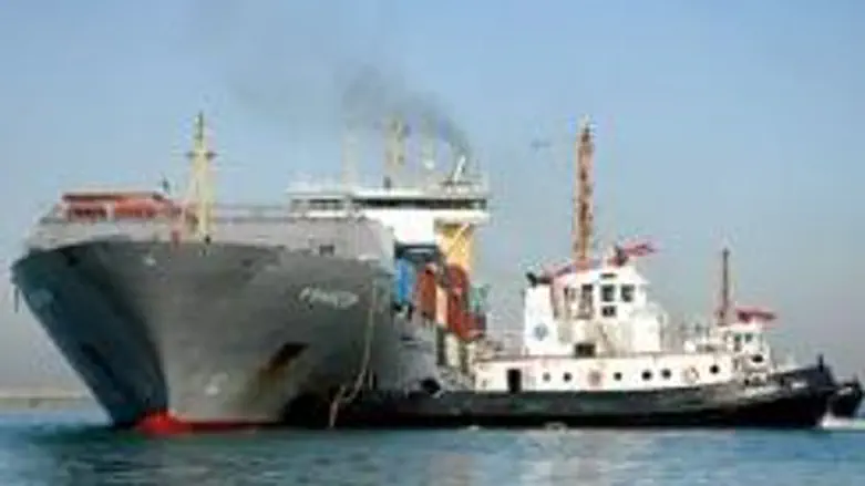 The arms ship being escorted to Israel