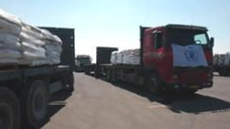 Trucks carrying humanitarian aid to Gaza