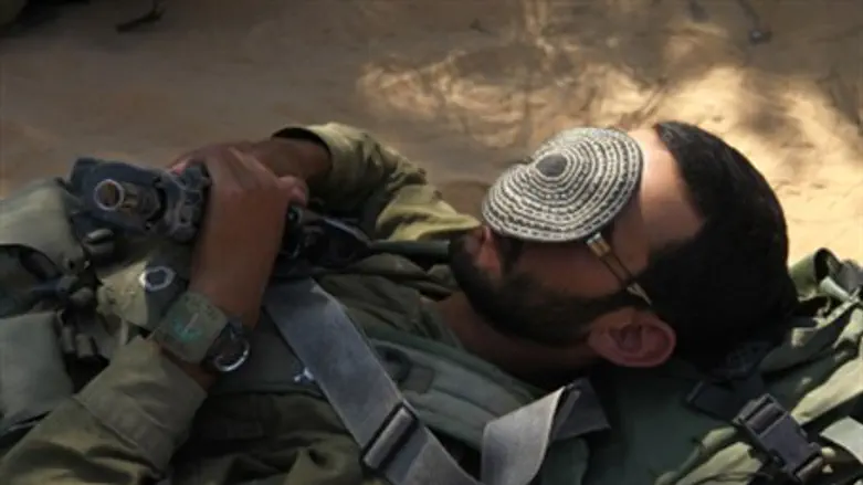 Religious soldier at rest.