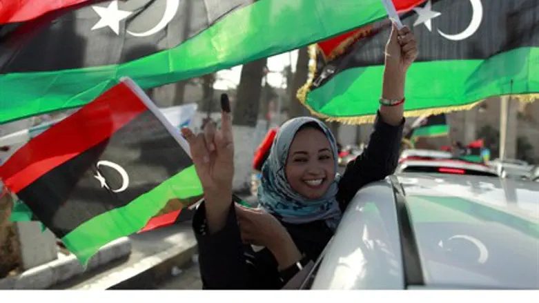 Libyan woman celebrates election in Tripoli