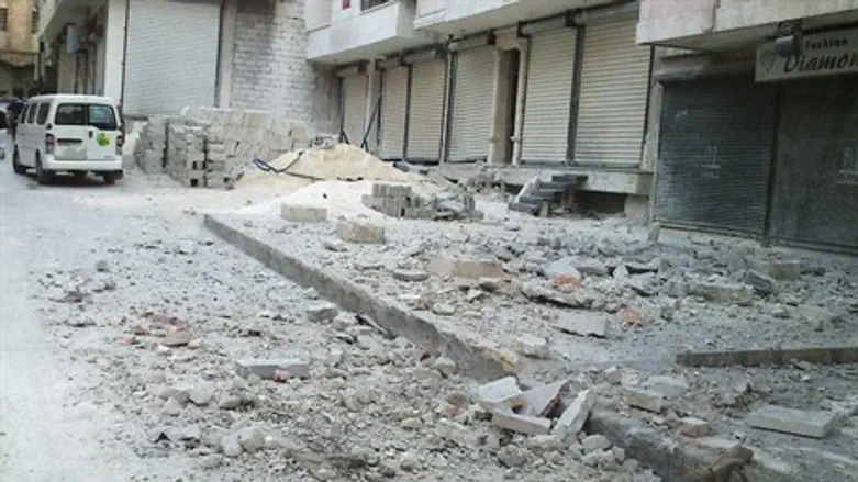 Damage and closed shops in Aleppo