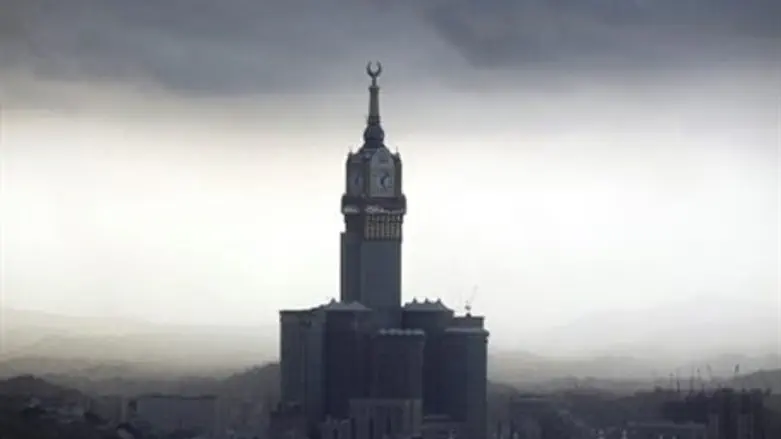The four-faced Mecca Clock Tower is seen from