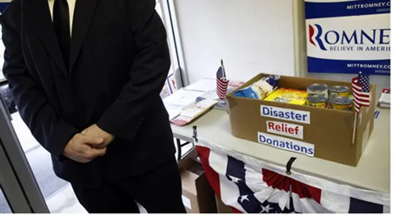 Disaster relief at Romney campaign HQ in Ohio