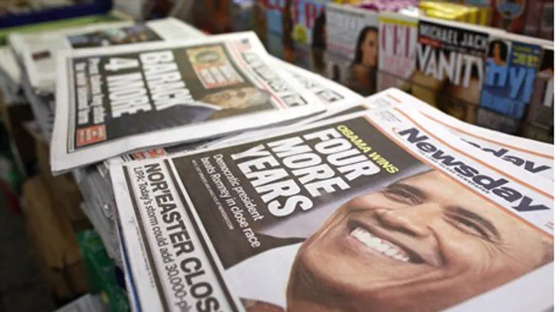 newspapers show Obama winning election
