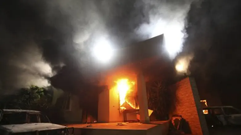 The U.S. Consulate in Benghazi is seen in fla