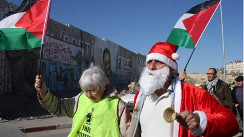 Protester dressed as Santa